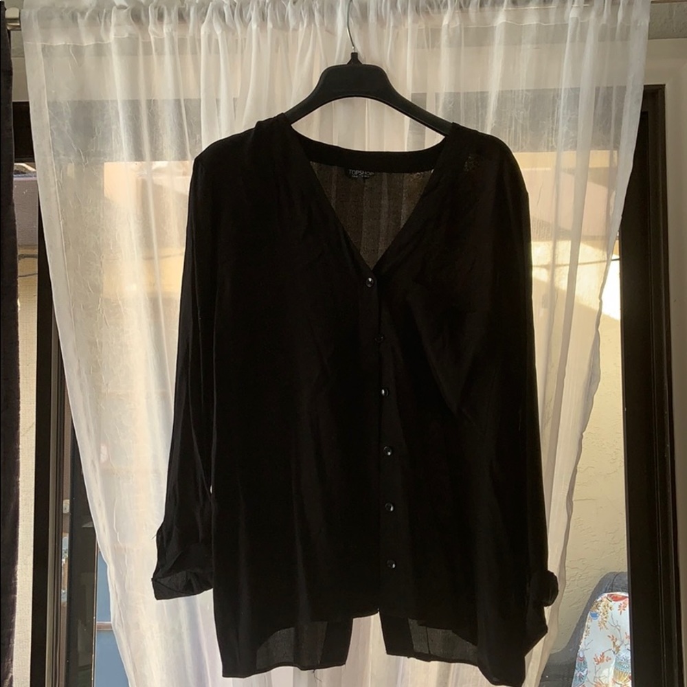Black TopShop V-neck Blouse